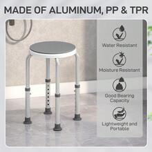 360Â° Swivel Shower Chair, Height Adjustable Aluminium Shower Stool With Non-Slip Feet For Disabled, Elderly, Grey - T0001-01-3846 - View 8