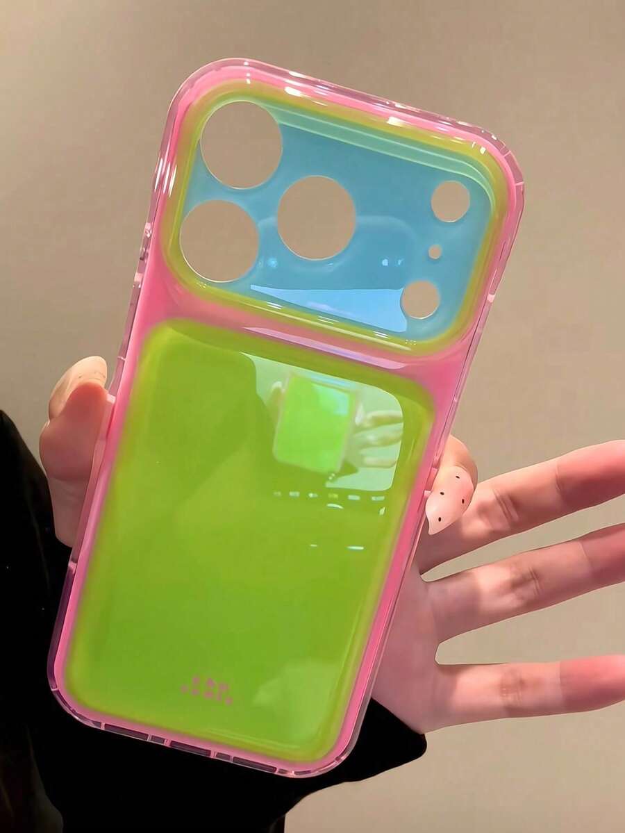 韓系 Ins 極簡 Y2K 色塊拼接大窗設計手機殼,適用 17 Pro Max、Apple 15 Pro、New 14、Premium Niche 13、Women 16 Pro,創意防震保護殼 - 綠色 - 查看 1