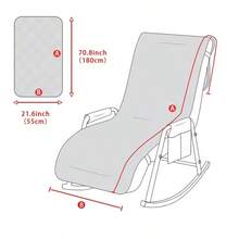 Single Person Lounge Chair Cushion, Dirt-Resistant Seat Pad, All-Season Universal, Rocking Chair Cushion With Diamond Pattern, Reinforced Stitching For Durability, One-Piece High Back Chair Cushion, Two Straps For Secure Attachment, Machine Washable - 55cm X 180cm - View 2