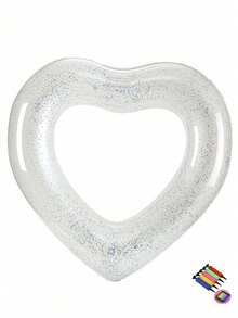 3/1pc Transparent Gold Sequin Heart Shaped Inflatable Swim Ring, Adult Heart Shaped Pool Float, PVC Material Inflatable Buoy, Transparent & Clear, Built-In Gold Glitter, Starry Sequins, Sparkling Glow, Dreamy Translucent, Hollow Heart Shape, Thickened Inflatable, Durable & Sturdy, Stable Buoyancy, Romantic & Exquisite, High-End Luxury Aesthetic, Atmospheric, Photogenic, Summer Vacation, Pool & Beach, Adult Large Size, Suitable For Pool, Beach Vacation Photo Props - Multiple Styles - View 7