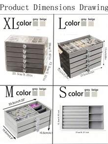 1pc 6-Layer Transparent Acrylic Jewelry Box, Large Capacity Jewelry Storage Box, Drawer-Style Jewelry Storage & Display Box, Suitable For Earrings, Rings, Bracelets, Necklaces, Bangles, Ideal For Home Jewelry Organization - Multicolor - View 2