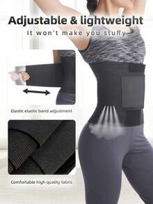 Cinta Modeladora Feminina, Cinta Abdominal de Dupla Compressão, Faixa Abdominal Respirável para Perda de Peso, Modelador Corporal Absorvente de Suor, Adequado para Fitness e Yoga, Tecido de Mistura de Neoprene, Lavar à Mão Apenas - Preto - Visão 5