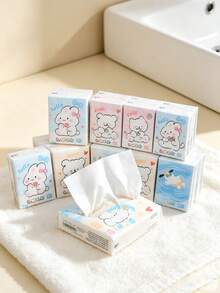 8pcs/Pack-Mini Portable Pocket Tissue Handkerchief Paper For Easy Carrying-Two Kinds Of Packages Come With Random - Multicolor - View 1