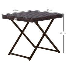Outsunny Folding Rattan Garden Coffee Table, Small Square Outdoor Bistro Side Table With Rattan Top For Patio, Balcony, Porch, 40 X 40 X 40 Cm, Brown - T0001-01-4101 - View 10
