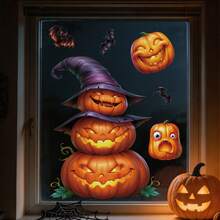4pcs Halloween Stickers, Vintage Black Cat & Pumpkin Design Window Decals Wall Stickers, Black Cat Pumpkin Witch Design Style Halloween Window Decals, Halloween Party Decoration, Halloween Party Supplies, Halloween Decor, Halloween Gifts, Halloween Restaurant Background Decoration, Halloween Home Decor, Halloween Room Decoration, Halloween Kitchen Window Supplies, Autumn Decoration, Party Gifts - B - View 8