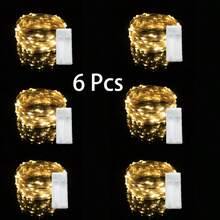 4/5/6pcs 10ft 30 LED Warm White Fairy String Lights, Battery Powered 2 Modes (Constant/Flashing), Mini Copper Wire Lights, Suitable For Bedroom Wedding Party DIY Glass Bottle Decoration, Batteries Not Included - Warm white light - View 9