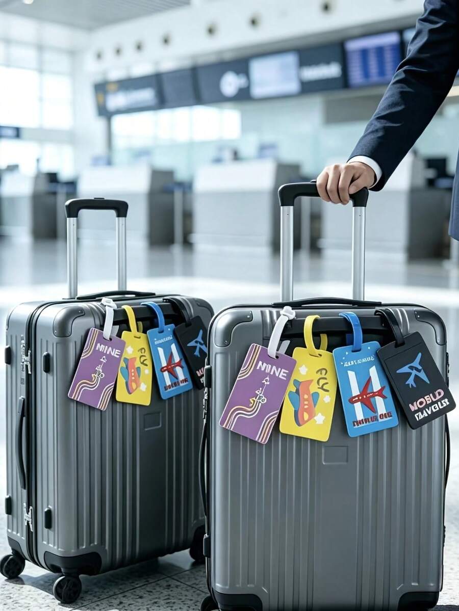 1pc Silicone Travel Luggage Tag With Waterproof ID Card, Checked Baggage Luggage Tag - Multicolor - View 1