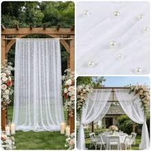 1pc 118 Inch White Pearl Transparent Tulle Fabric, Suitable For Wedding Decor, Party Backdrop, Semi-Sheer Curtains, Bridal, DIY Wedding Dress, Party, Photo Backdrop, Tablecloth, Table Runner, Banner, Gift Wrapping, DIY Crafts, Baby Shower, Home Decor, Event Backdrop, Birthday Party Supplies, Birthday Decor, Table Centerpiece Decor, White Party Supplies - White Pearl - View 10