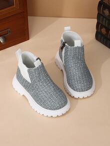 1 Pair New Soft Sole Baby Boots, Spring/Autumn Minimalist Side Zipper Comfortable Girls' Daily Wear Chelsea Ankle Boots - White - View 5