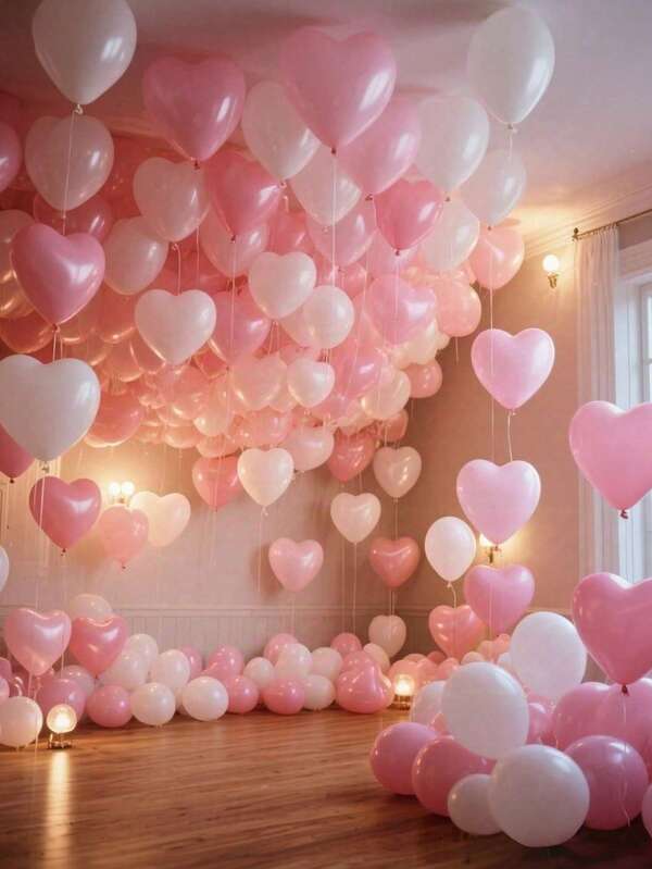 20pcs/10pcs/1pc Pink & White 10 Inch Heart-Shaped Latex Balloons, Perfect For Birthday Party Decoration, Valentine's Day Decoration, Love Confession, Proposal, Engagement, Wedding, Room Decor, Outdoor Photo Props, Holiday Decoration