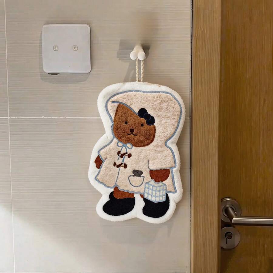 Handkerchief - Coral Velvet Hand Towel - Hooded Bear [1 Unit] - View 1