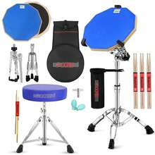 5 CORE 5Core Drum Throne Adjustable Guitar Stool Padded Seat + Drum Practice Pad Snare Drumming Stand - Blue - View 1