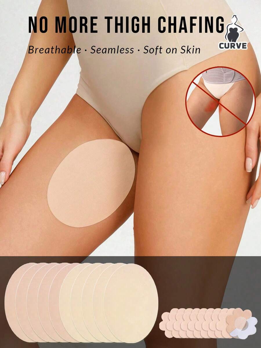 10pcs Invisible Anti-Chafing Underwear Patches - Breathable Non-Woven Fabric Anti-Chafing Patches Suitable For Inner Thighs And Calves, Seamless Sweat-Proof, Suitable For Summer, Running, Wearing Skirts