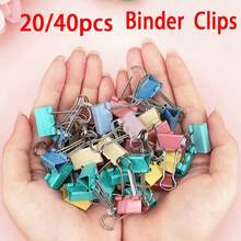 20/40pcs Colorful Metal Binder Clips, Long Tail Clips, Fish Tail Clips, Strong Elastic Metal Spring, Tight Grip, Thickened, One-Piece Molded Metal Clip, High Toughness, Resistant To Bending And Breaking, Suitable For Organizing Test Papers And Assignments, Office Supplies, DIY Scrapbook Photo Materials, Home Snack Bag Sealing, Organizing Receipts And Notes, Decorating Photo Walls, Event Gifts, Back To School Season Recommended - Multicolor - View 1