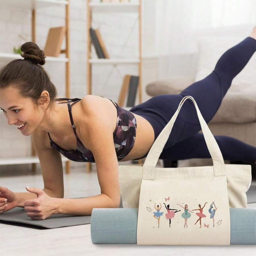 Yoga Mat Canvas Storage Bag, Portable Multi-Functional Large Capacity One Shoulder Handbag For Women, Portable Yoga Mat Storage Bag, Outdoor Camping Blanket Tote Bag, Travel Large Capacity Toiletry Storage Bag - Multicolor - View 1