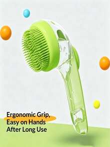 Liquid-Dispensing Pet Bath Brush, One-Touch Foam Silicone Soft Bristle Bathing Comb, Universal For Cats And Dogs, Effortless Scrubbing Cleaning Brush, Curved Ergonomic Non-Slip Handle Handheld Pet Grooming Tool, Home Cleaning Essential - Multicolor - View 13