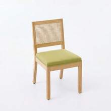 Rattan Dining Chairs Set Of 2, Farmhouse Kitchen Chairs With Cane Back, Mid-Century Modern Side Chairs With Natural Hardwood Frame, Soft Sponge & S-Spring Cushion For Home Kitchen - Olive Green - View 5