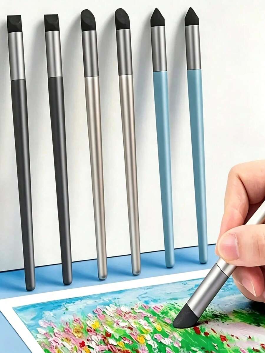 3pcs Oil Pastel Friction Pen Set, Outline Pen, Blending Set, Outline Pen, Blending Pen, Rich Color Wax Crayon, Soft Head Gradient Sponge Ball, Coloring Brush Tool, 3 Styles, Washable, Essential Art Supplies