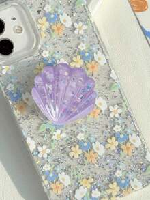 1pc Sequin Iridescent Shell Phone Grip, Acrylic Creative Cute Highly Attractive Ins Style, Telescopic Push-Pull Comfortable Desktop Stand, Back Sticker + Stand 2-In-1 Use, Beautiful And Practical, Perfect For Selfie And Video, No Residue Adhesive, Compatible With Different Color Phone Cases, Suitable For Almost All Phones, Including All Mobile Phone Models Of Other Series Such As Android/Apple 17/16/15 Series And So On - Multicolor - View 7