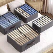 1pc 14-Slot Wardrobe Clothing Storage Organizer Box, Thickened Pants Storage Box, Shirt Wardrobe Organizer Box, Foldable Drawer Storage Box - A - View 4