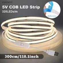 Dimmable COB LED Strip Light - 8mm Ultra-Thin Flexible Rubber Strip, 501 Button Switch, Warm White/Neutral White, 5 USB Ports, Suitable For TV Backlight, Bedroom, Kitchen Cabinet, Wardrobe High Brightness LED Lighting, Modern Lighting, High Quality LED Light - Multicolor - View 14