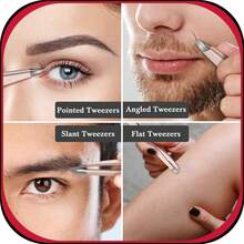 Women's Facial Grooming Tweezers Set (8-Piece Set With Storage Bag) - Stainless Steel Precision Tweezers For Eyebrows, Face, Nose Hair, False Eyelashes And Ingrown Hair/Splinter Removal; Gift Box Includes Eyebrow Scissors, And Eyebrow Brush. - Multicolor - View 6