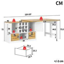 Extendable Kitchen Table, Multifunctional Dining Table With Sideboard, 360° Rotating Tabletop, Extendable Kitchen Table With Large Storage Space, Wall-Mounted Living Room Cabinet, White - View 9