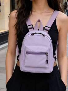 Mini Mochila para Mujeres, Mochila de Viaje Ligera y de Moda de Estilo Japonés para Exteriores - Morado - Ver 5