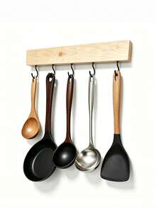 Wall-Mounted Kitchen Utensil Rack/Wooden Wall-Mounted Spoon Holder, Rustic Kitchen Decor, Wall-Mounted Kitchen Storage - View 13