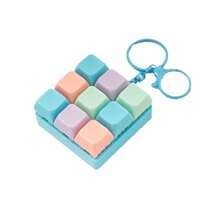 9-Key Square Pendant Keychain Macaron Color Stress Relief Button Toy Hanging Decoration, A Toy Suitable For Girls To Play, A Gift For Friends - Multicolor - View 8