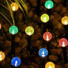 20入 LED 氣泡球太陽能路徑燈,8種照明模式附自動感應,IPX4 防水,暖白色/彩色戶外花園燈,適用草坪、露台、婚禮、聖誕派對、露營,四季通用 - 彩色光 - 查看 4