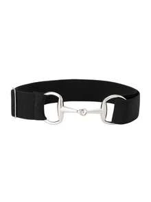 Unisex Elastic Waist Belt With Horseshoe Buckle, Equestrian Elastic Leather Belt Buckle Key Strap, Suitable For Equestrian Sports, Daily Wear, Outfit Styling - Multicolor - View 2