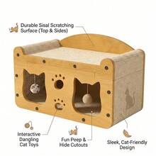 Cardboard Cat Scratcher House 2-In-1 With Interactive Ball, Durable Cat Lounge Rest Bed, Grinding Toy For Kittens & Adult Cats, Indoor Multi-Functional Cat Furniture - 56 X 30 X 30 cm - View 4