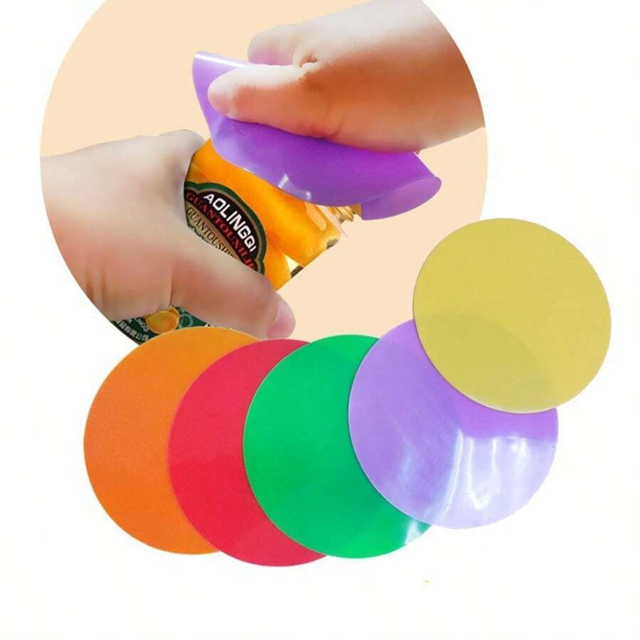 5pcs Silicone Non-Slip Bottle Opener Pads, Solid Color Easy Grip Kitchen Gadget, Silicone Bottle Pads For Women