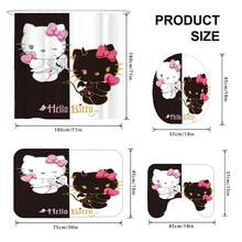 Sanrio Hello Kitty 浴室簾套裝 4件組－創意印花、可機洗、時尚耐用，完美聖誕浴室裝飾配件，適合節日、新年與生日禮物 - 4-piece shower curtain set - 查看 6