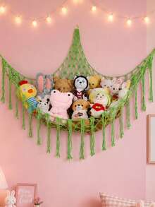 1 chiếc lưới treo góc lưu trữ kiểu võng, giá lưới lưu trữ góc phong cách Bohemian, trang trí phòng màu hồng, phù hợp cho phòng bé gái, trang trí phòng em bé - Nhiều màu - Xem 4