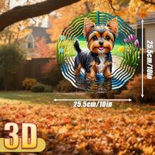 3D 1件裝「小狗在花叢中玩耍」10英吋/360° DIY創意風轉飾品,適合掛在戶外花園、露台、庭院、門廊、走廊及其他戶外場所(不含吊繩),隨機款式 - 多色 - 查看 5