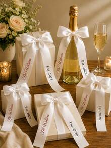 Customized Ribbon, Combination Bows, Customized Bridal Party, Gifts, Wedding Bridesmaid Commemorative Ribbon, Suitable For Weddings, Funerals, Birthdays (Champagne) Customized Ribbon Wedding Satin Ribbon, Baby Shower Decoration, Photo Frames, Party Invitations Or Decorative Ribbon - Exclusive Customized Ribbon - Multicolor - View 6