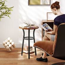 Small Round Side Table With 3 Storage Shelves - Rustic Brown - T0001-01-3567 - View 5