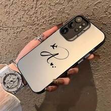[24h Versand Aus DE/FR/ES]Minimal Airplane Heart Cursive Letter Print Mirror Phone Case Gift For Women Girls, Compatible With IPhone 17 17Air 16e 15 14 13 12 11 Plus Pro Max,  Galaxy S21 S22 S23 S24 S25 S26 Ultra Edge Fe Plus,   Shockproof Aesthetic Protective Cover, Ideal Birthday Travel Lover Surprise Present - 1 - View 5