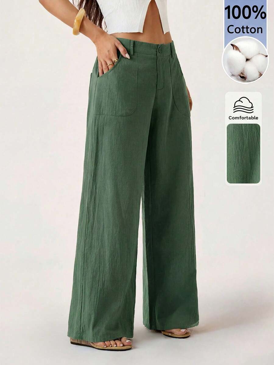 Women Pants - 深綠色 - 查看 1