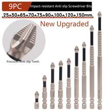 9pcs Impact-Resistant Non-Slip Screwdriver Bit Set, High Impact Resistance Anti-Breakage, Textured Non-Slip Design Ensures Firm Grip, Wear-Resistant And Durable, Suitable For Home Repair, Electronic Products And Furniture Assembly - Multiple Styles - View 2