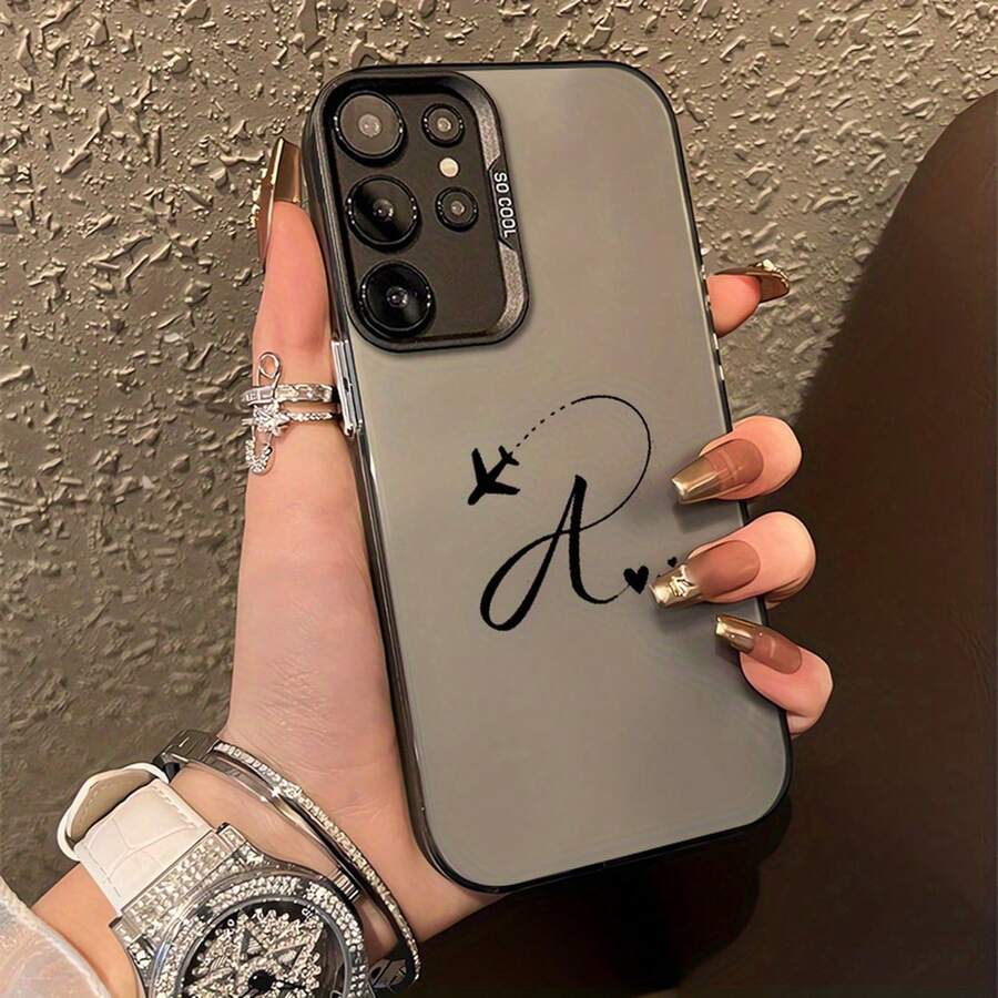 [24h Versand Aus DE/FR/ES]Minimal Airplane Heart Cursive Letter Print Mirror Phone Case Gift For Women Girls, Compatible With IPhone 17 17Air 16e 15 14 13 12 11 Plus Pro Max,  Galaxy S21 S22 S23 S24 S25 S26 Ultra Edge Fe Plus,   Shockproof Aesthetic Protective Cover, Ideal Birthday Travel Lover Surprise Present - 1 - View 1