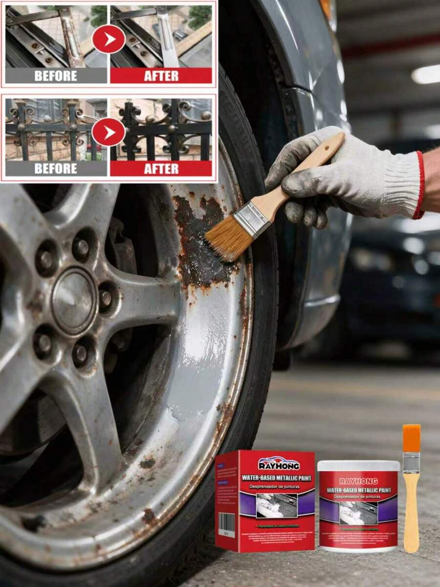 rayhong Water-Based Rust Converter Anti-Rust Primer, No Sanding Required, Directly Covers Rusted Layers, Effectively Converts Metal Surface Rust, No Thorough Rust Removal Needed Before Application, Suitable For Car Body, Iron Doors, Vehicle Frames And Various Metal Objects
