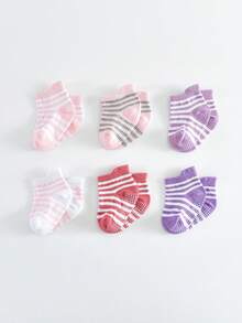 6 Pairs Boys & Girls Basic Non-Slip Bottom Children's Sports Socks, Tab Socks, Multi-Function Trampoline Socks, Floor Socks - Multicolor - View 4