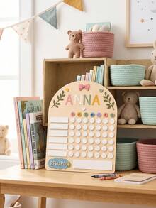 Personalized Daily Habit Tracker Board, Customized Name Text, House-Shaped Reward Record Board, Weekly Plan Task Chart, Suitable For Daily Schedule, Household Chores, Study Habits, Behavior Rewards, Room Decor And Back To School Gift, Gift For Students, Children's Gift, Personalized Gift, Customized Name Gift, Reward Chart, Habit Tracker, Weekly Planner, Task Board, Behavior Record Chart, Student Gift, Family Gift, Back To School Season Gift, Birthday Gift, Room Decor - Multicolor - View 7