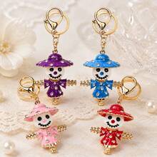 Creative Rhinestone Cute Scarecrow Car Keychain, Women's Bag Metal Pendant Key Chain, Small Gift 351 Cartoon Cute Zinc Alloy Keychain, Summer - Multicolor - View 1