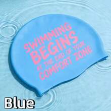 1PC Long Hair Swim Cap Silicone Swimming Cap-"SWIMMING BEGINS OF YOUR AT THE END COMFORT ZONE" Ponytail Friendly Waterproof Soft Elastic Anti Slip Pool Hat For Women Men Adults - Multicolor - View 13