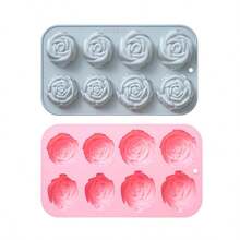 8-Cavity Silicone Molds With 2 Sizes Of Rose Shapes, Molds For Handmade Soap, Cakes & Chocolates - Multiple Styles - View 5