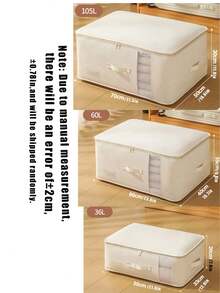 Foldable Quilt Storage Bag Large Capacity Fabric Clothes Organizer Bin, Dustproof Moistureproof Stackable Container With Clear Window Zipper Reinforced Handles, Bedroom Closet Dorm Student Household Moving Bedding Blanket Sorting Storage - Multicolor - View 7